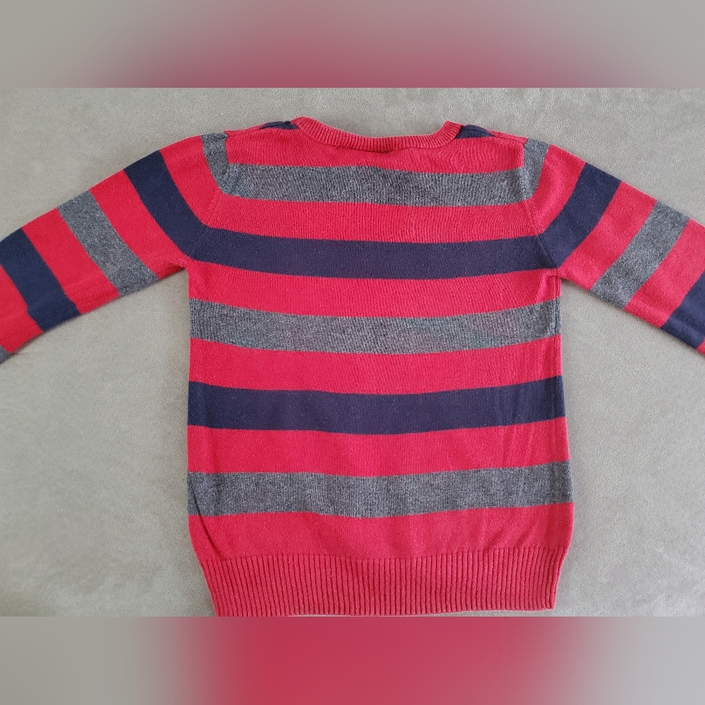 Children Place Boy Sweater, Size 4T, Red, Gray, and Navy Blue
